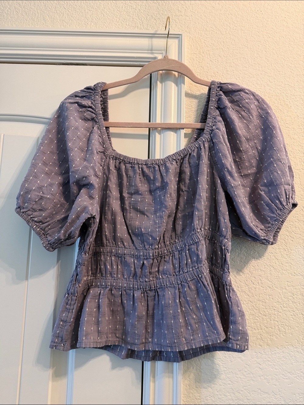 MADEWELL Women's Puff-Sleeve Peasant Top, Sz S